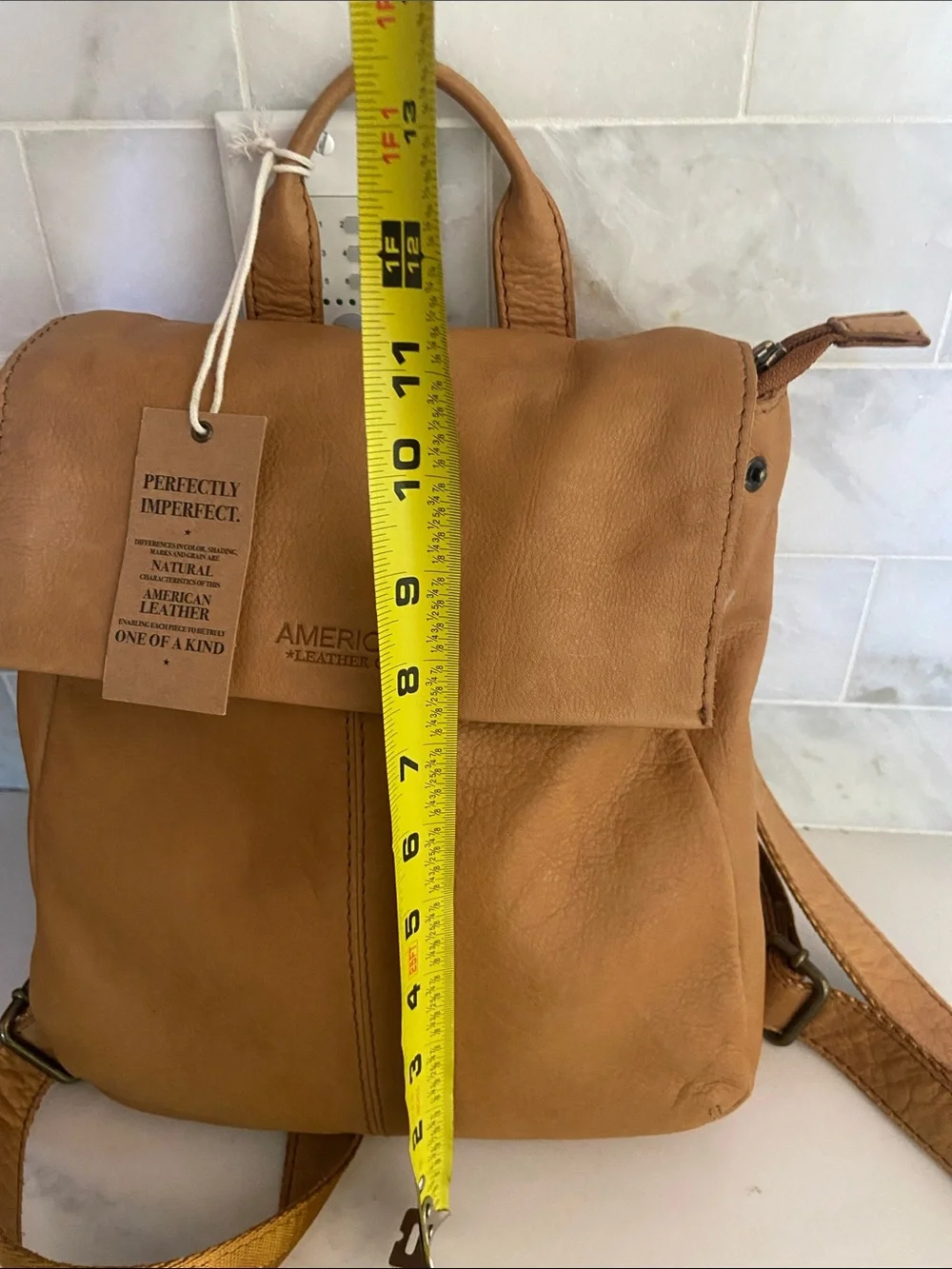 Tan Leather Daypack Backpack